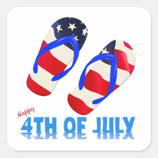 Happy 4th of July - Flip Flop Vierkante Sticker (Voorkant)