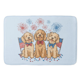 Happy 4th of July Goldendoodle Honden Vuurwerk Badmat