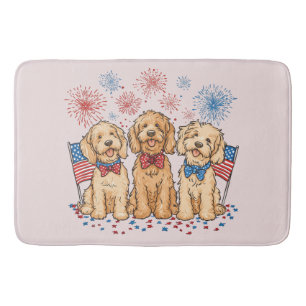 Happy 4th of July Goldendoodle Honden Vuurwerk Badmat