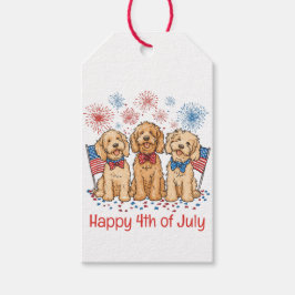 Happy 4th of July Goldendoodle Honden Vuurwerk Cadeaulabel
