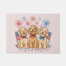 Happy 4th of July Goldendoodle Honden Vuurwerk Deurmat