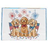 Happy 4th of July Goldendoodle Honden Vuurwerk Groot Cadeauzakje (Achterkant)