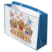 Happy 4th of July Goldendoodle Honden Vuurwerk Groot Cadeauzakje (Achterkant Gekanteld)