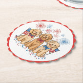 Happy 4th of July Goldendoodle Honden Vuurwerk Kartonnen Onderzetters (Gekanteld)