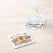 Happy 4th of July Goldendoodle Honden Vuurwerk Kartonnen Onderzetters (Insitu)