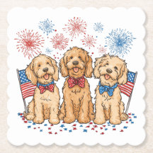 Happy 4th of July Goldendoodle Honden Vuurwerk