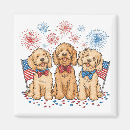 Happy 4th of July Goldendoodle Honden Vuurwerk Magneet