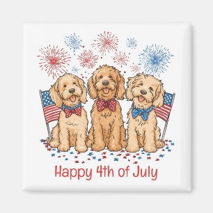 Happy 4th of July Goldendoodle Honden Vuurwerk Magneet