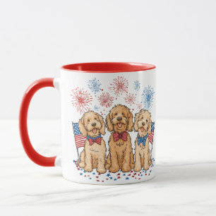 Happy 4th of July Goldendoodle Honden Vuurwerk Mok