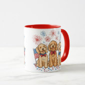 Happy 4th of July Goldendoodle Honden Vuurwerk Mok (Voorkant rechts)