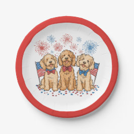 Happy 4th of July Goldendoodle Honden Vuurwerk Papieren Bordje