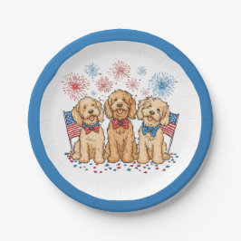Happy 4th of July Goldendoodle Honden Vuurwerk Papieren Bordje