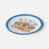 Happy 4th of July Goldendoodle Honden Vuurwerk Papieren Bordje (Gekanteld)