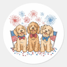 Happy 4th of July Goldendoodle Honden Vuurwerk