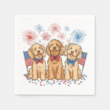 Happy 4th of July Goldendoodle Honden Vuurwerk