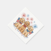 Happy 4th of July Goldendoodle Honden Vuurwerk Servet (Hoek)