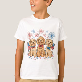 Happy 4th of July Goldendoodle Honden Vuurwerk T-shirt