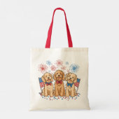Happy 4th of July Goldendoodle Honden Vuurwerk Tote Bag (Achterkant)
