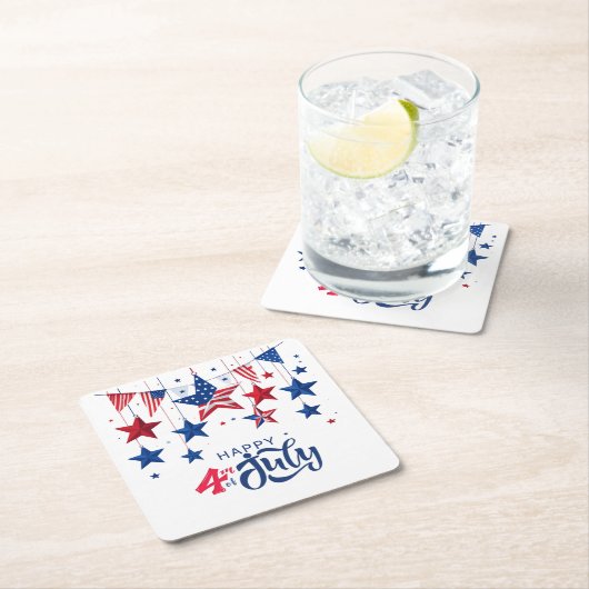 Happy 4th of July Hanging Stars ID1103 Kartonnen Onderzetters (Insitu)