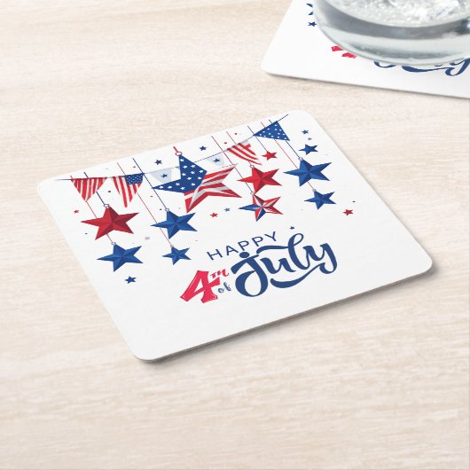 Happy 4th of July Hanging Stars ID1103 Kartonnen Onderzetters (Schuin)