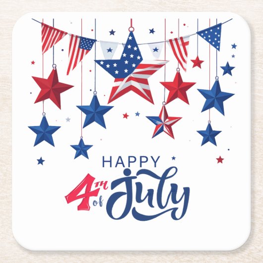 Happy 4th of July Hanging Stars ID1103 Kartonnen Onderzetters (Voorkant)