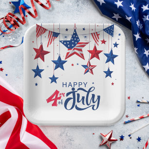 Happy 4th of July Hanging Stars ID1103 Papieren Bordje
