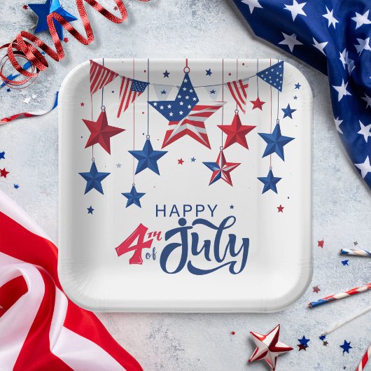 Happy 4th of July Hanging Stars ID1103 Papieren Bordje
