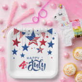 Happy 4th of July Hanging Stars ID1103 Papieren Bordje (Feest)