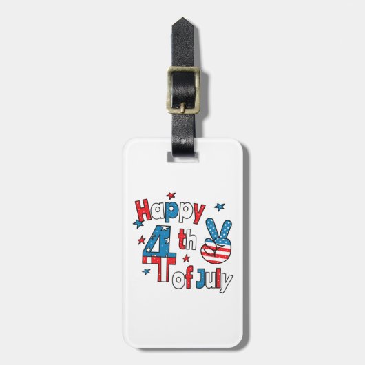 Happy 4th of July Independence Day Bagagelabel (Voorkant verticaal)