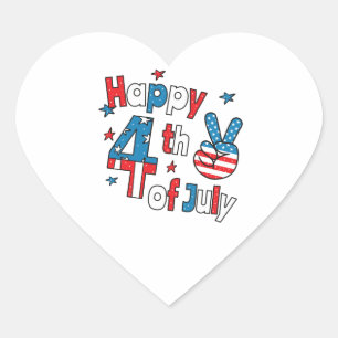 Happy 4th of July Independence Day Hart Sticker
