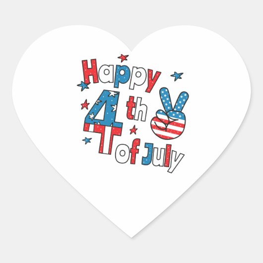 Happy 4th of July Independence Day Hart Sticker (Voorkant)