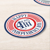 Happy 4th of July Independence Day Ronde Kartonnen Onderzetter (Gebogen)
