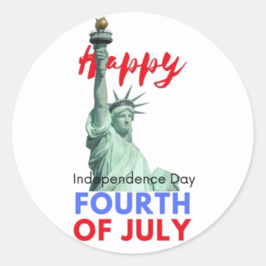 Happy 4th of July Independence Day Ronde Sticker (Voorkant)