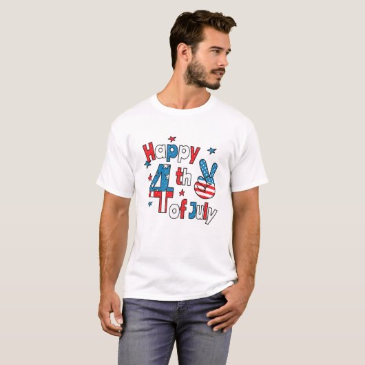 Happy 4th of July Independence Day T-shirt (Voorkant volledig)