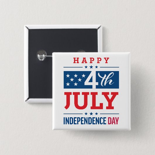 Happy 4th of July Independence Day Vierkante Button 5,1 Cm (Voorkant /achterkant)