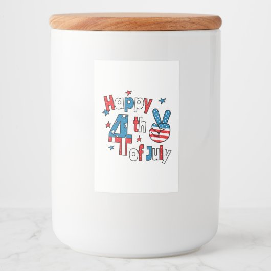 Happy 4th of July Independence Day Voedselcontainer Etiket (Voorkant)