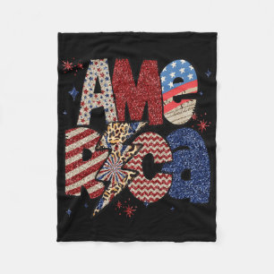 Happy 4th of July Leopard USA Amerikaanse vlag Pat Fleece Deken