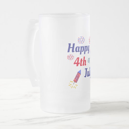 Happy 4th Of July Matglas Bierpul (Voorkant links)