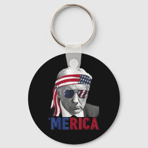 Happy 4th of July Merica Trump Amerikaanse vlag Sleutelhanger
