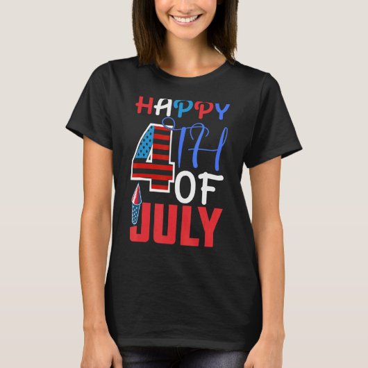Happy 4th of July Onafhankelijkheidsdag 1776 Ameri T-shirt (Voorkant)