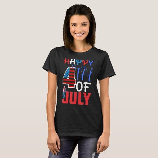 Happy 4th of July Onafhankelijkheidsdag 1776 Ameri T-shirt (Voorkant volledig)