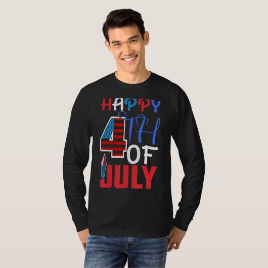Happy 4th of July Onafhankelijkheidsdag 1776 Ameri T-shirt (Voorkant volledig)