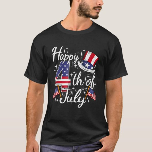 Happy 4th Of July Patriotic American Flag USA Men  T-shirt (Voorkant)
