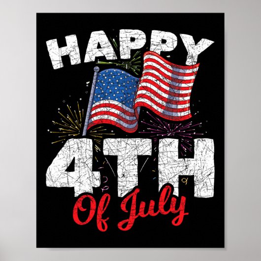 Happy 4th Of July Patriotic American Us Flag 4th O Poster (Voorkant)