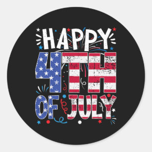 Happy 4th Of July Patriotic American Us Flag 4th O Ronde Sticker