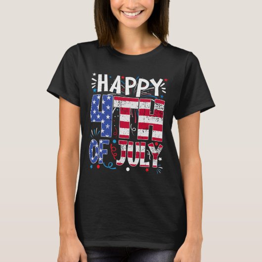 Happy 4th Of July Patriotic American Us Flag 4th O T-shirt (Voorkant)