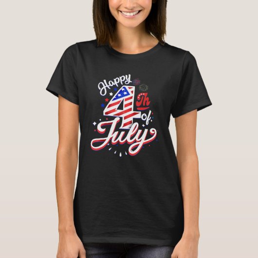 Happy 4th Of July Patriotic American US Flag 4th O T-shirt (Voorkant)