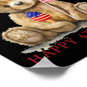 Happy 4th of July Patriottisch Schattige Beer Vrou Poster (Hoek)