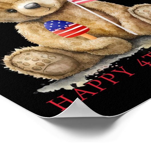 Happy 4th of July Patriottisch Schattige Beer Vrou Poster (Hoek)