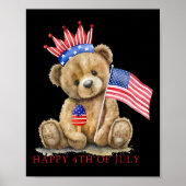 Happy 4th of July Patriottisch Schattige Beer Vrou Poster (Voorkant)